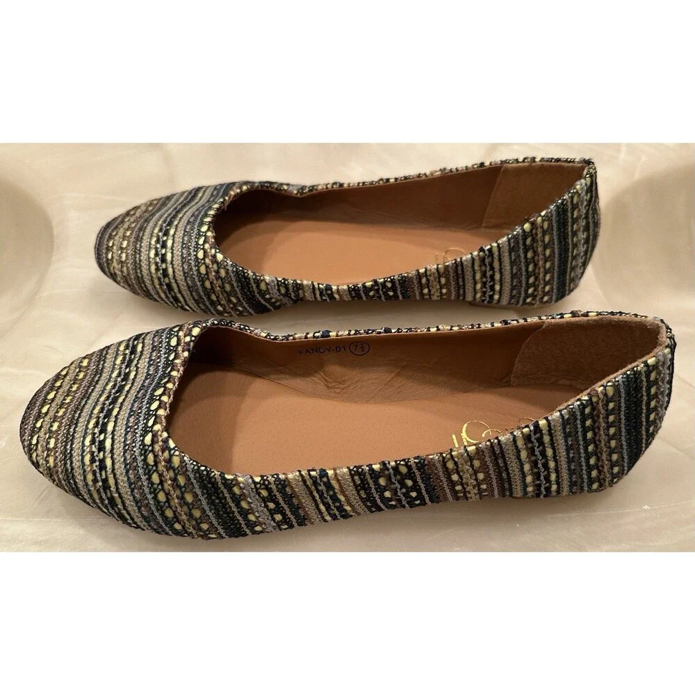 Women Refresh Fancy-01 Mixed Media Tribal Multicolored Ballet Flat size 7.5